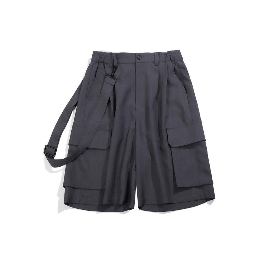 ラウンド  サスペンダー付きカーゴハーフパンツ[品番：XT000013706]｜HOOK パンツ