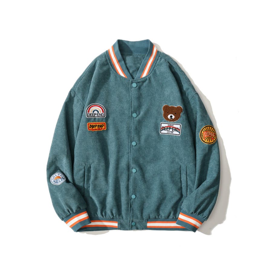 HOOK】 アメカジ配色クマワッペンスタジャンジャケット ブルゾン[品番