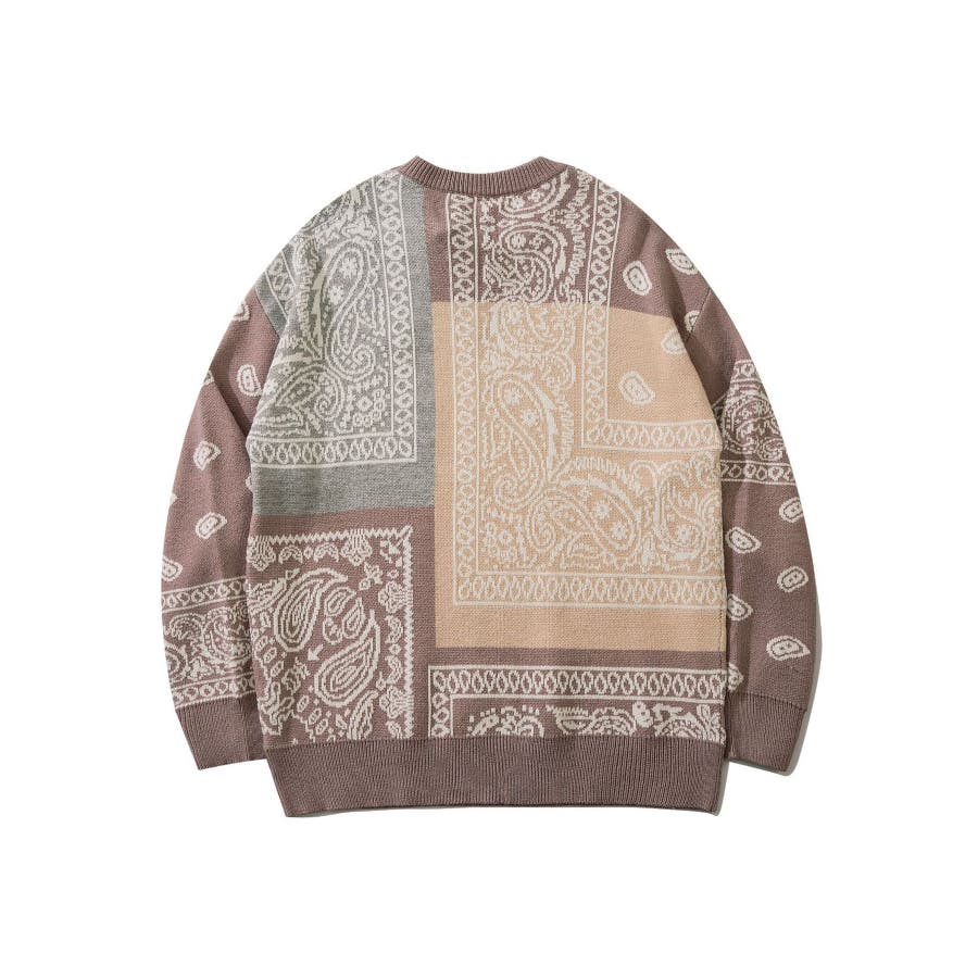 バンダナ模様ニット風スウェット ニット メンズ[品番：XT000004758