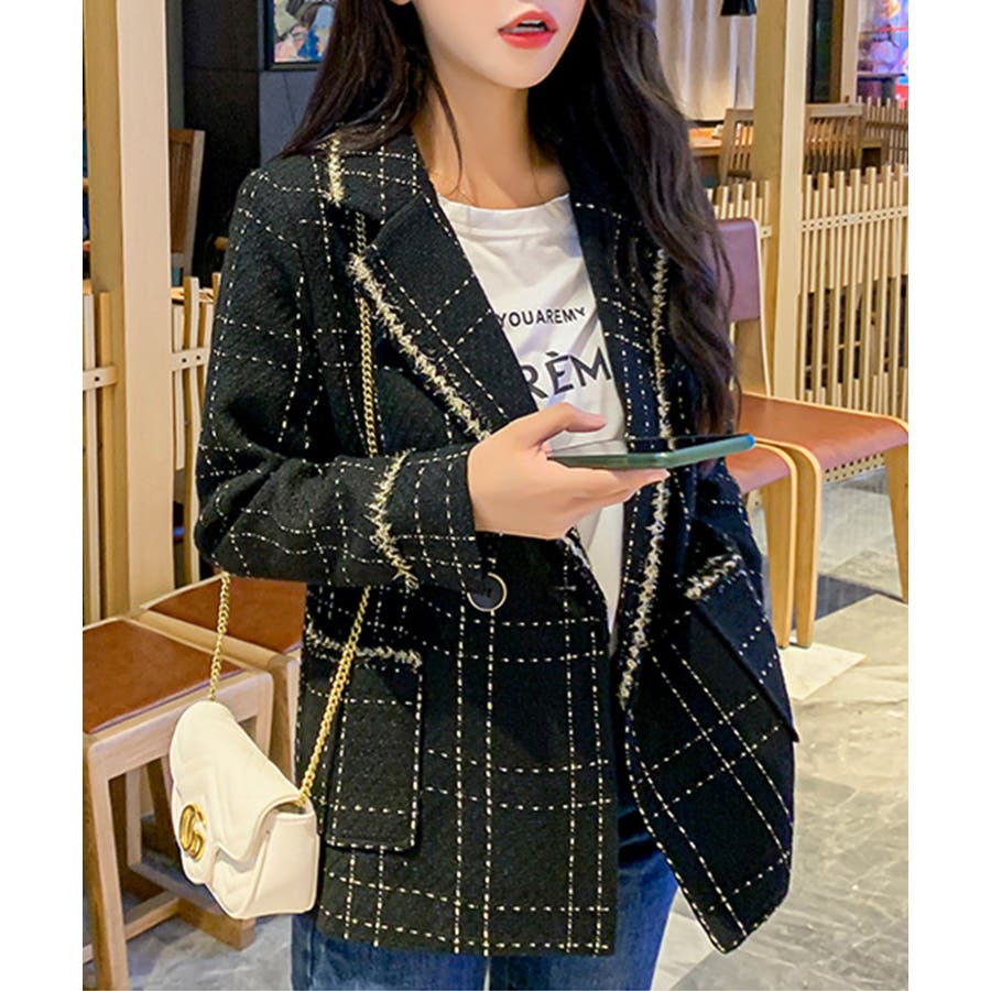 Jasmine 新作ツイードテーラードジャケット 韓国ファッション[品番
