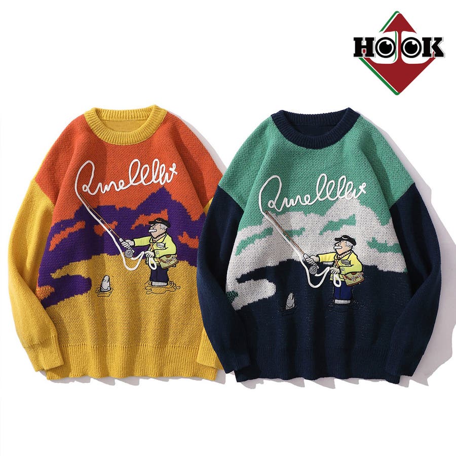 レトロ調古着風パッチワーク刺繍ニット カーディガン メンズ