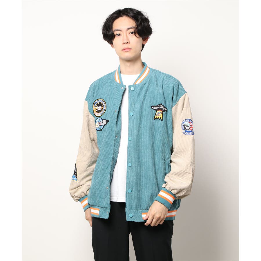 アメカジ配色クマワッペンスタジャンジャケット ブルゾン メンズ