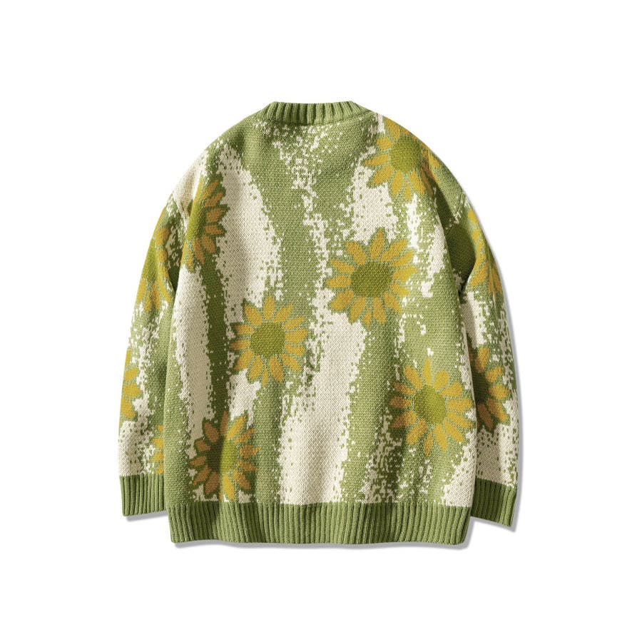 古着風絵画調総柄ニット ストリート系 オラオラ系[品番：XT000006242