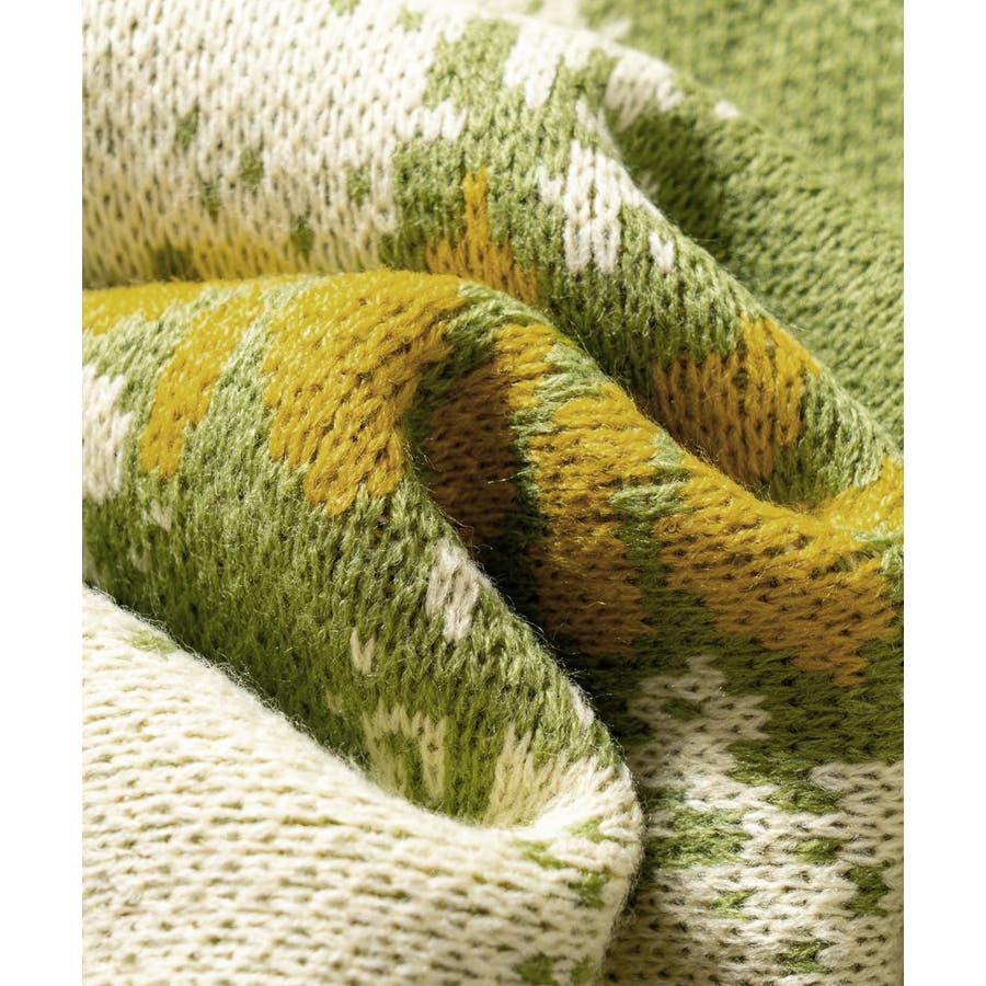 古着風絵画調総柄ニット ストリート系 オラオラ系[品番：XT000006242