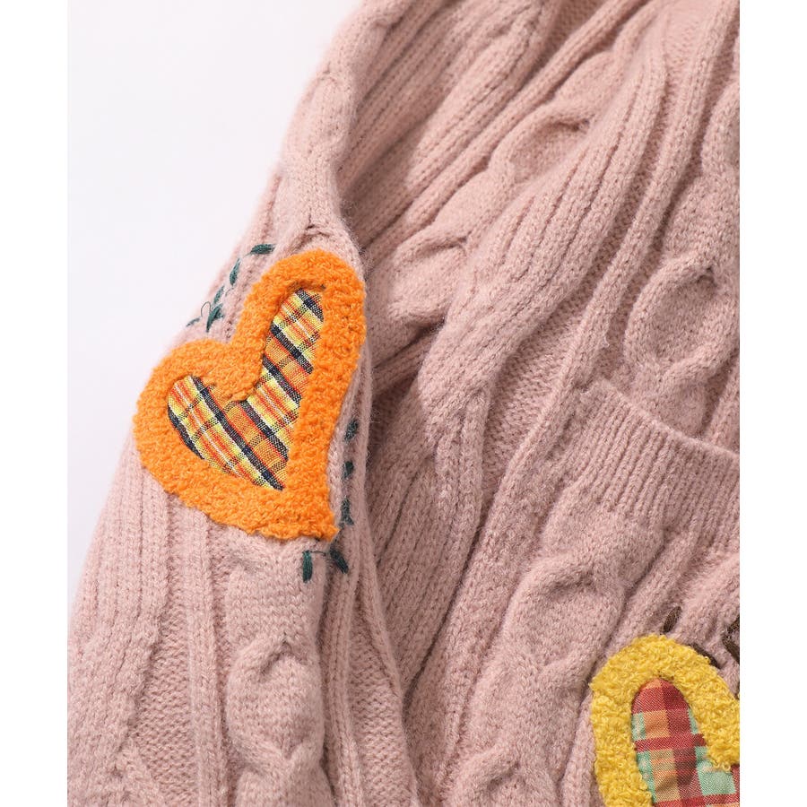 パッチワーク刺繍リンガーVネックカーディガン ユニセックス