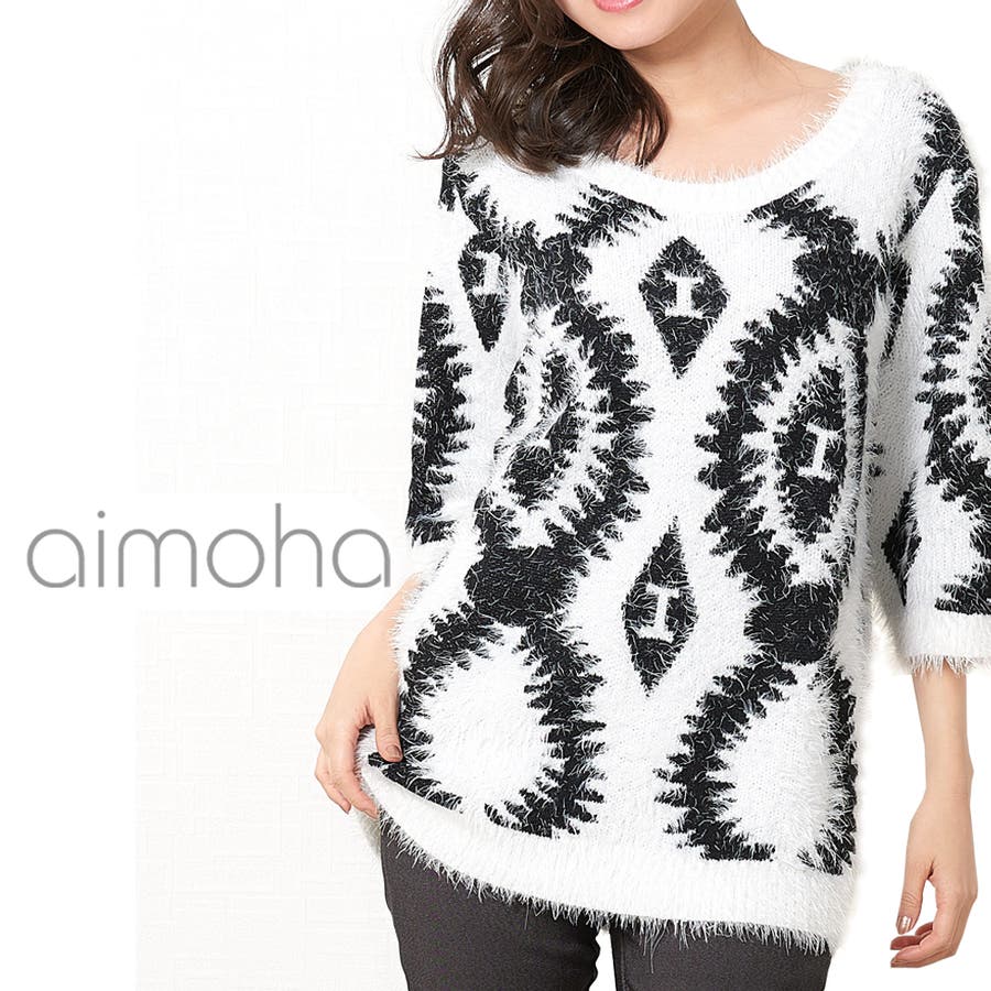 幾何学柄モヘア風ニット セーター ニット 品番 Xt Aimoha アイモハ のレディースファッション通販 Shoplist ショップリスト
