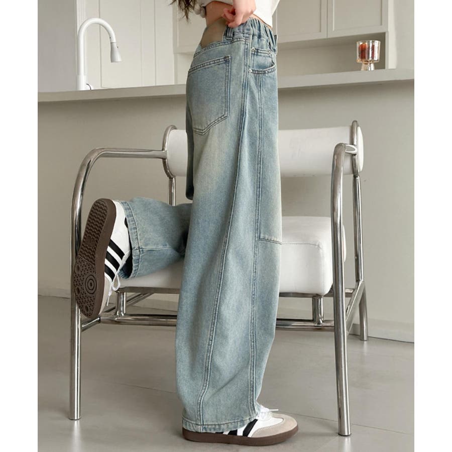 aimoha-KIDS-】カーブワイドデニムパンツ[品番：XT000014816]｜aimoha