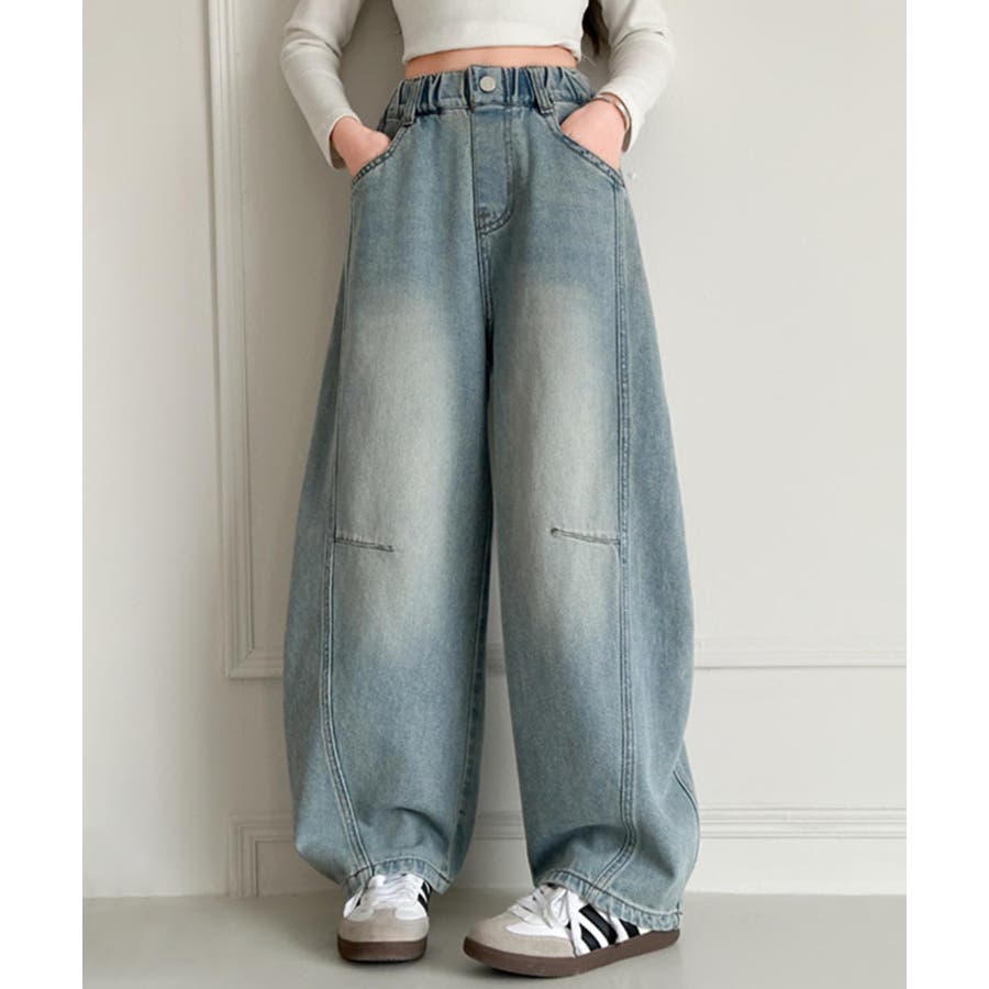 aimoha-KIDS-】カーブワイドデニムパンツ[品番：XT000014816