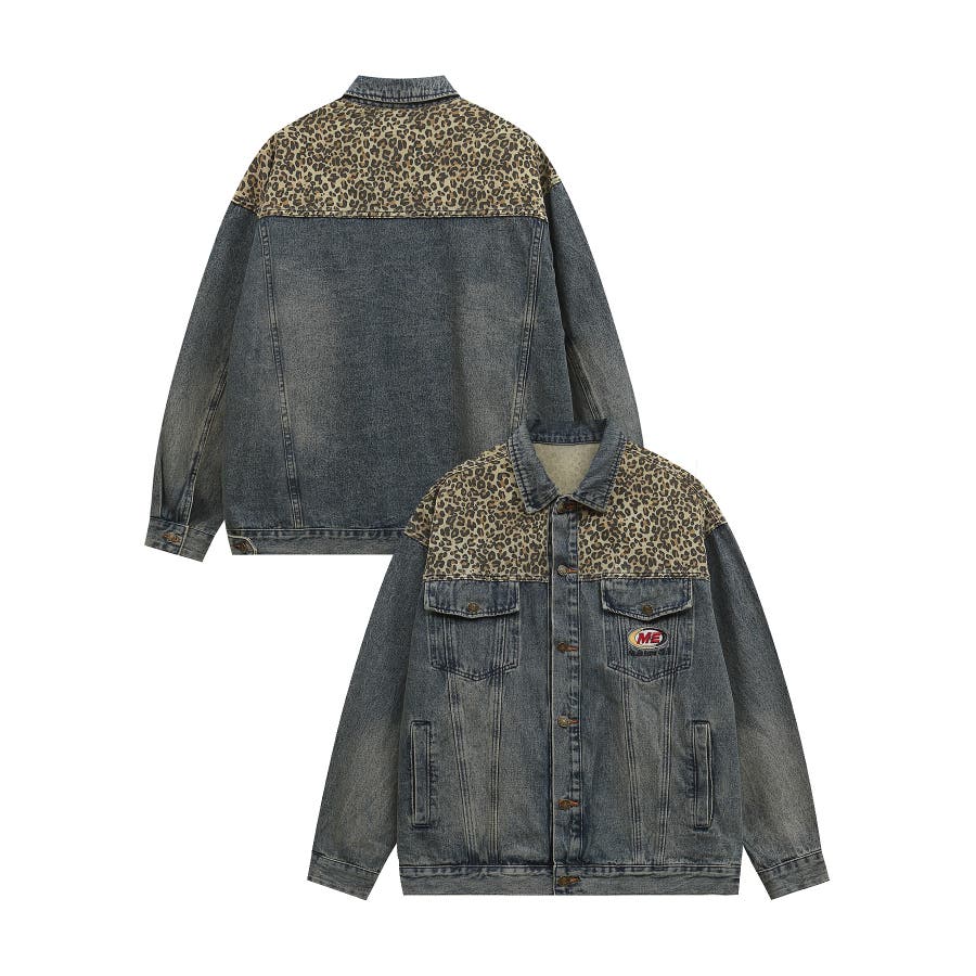 HOOK -select- レオパード切り替えウォッシュデニムジャケット[品番