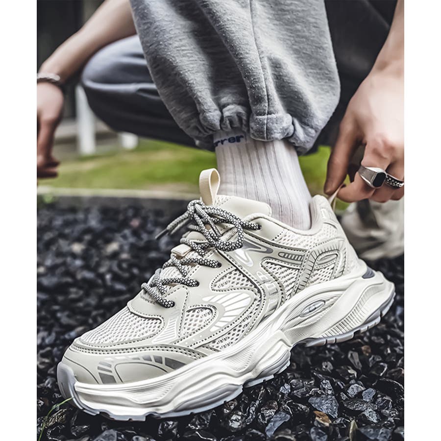 shoes365】メッシュパネル厚底スニーカー[品番：XT000011470