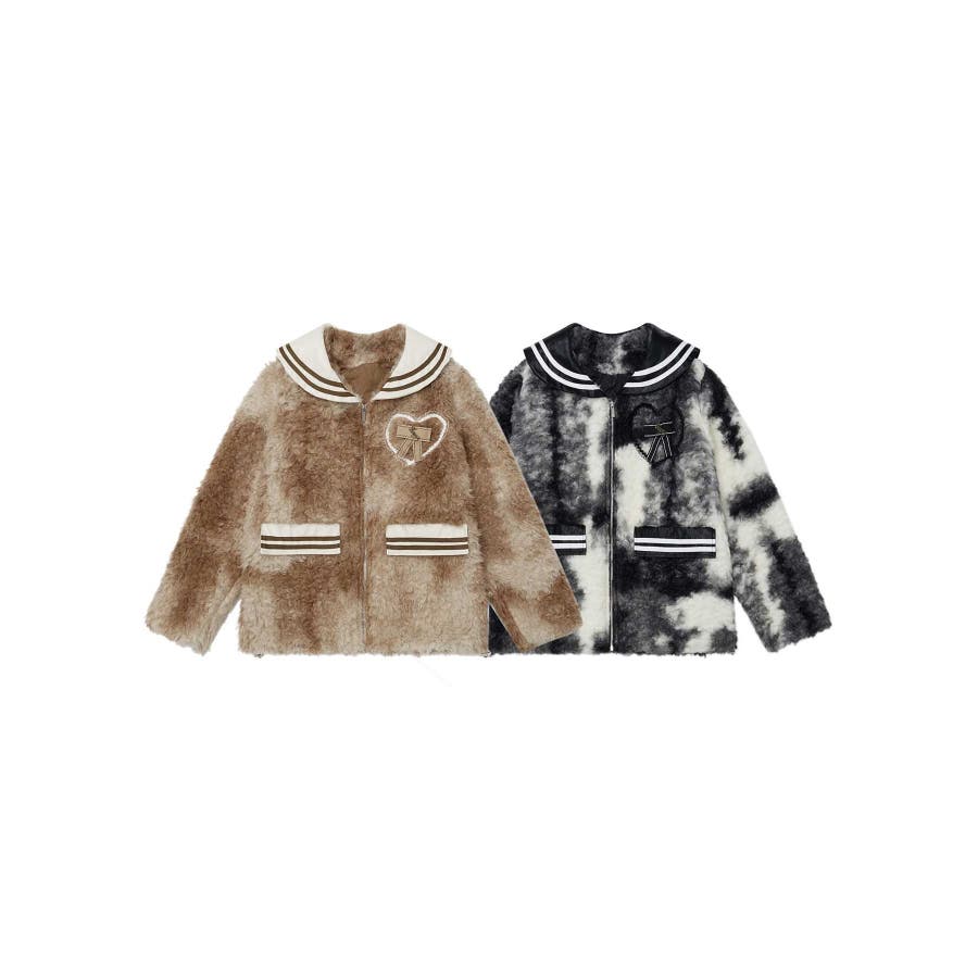 HOOK】for girls セーラー襟フェイクシープジャケット【AW