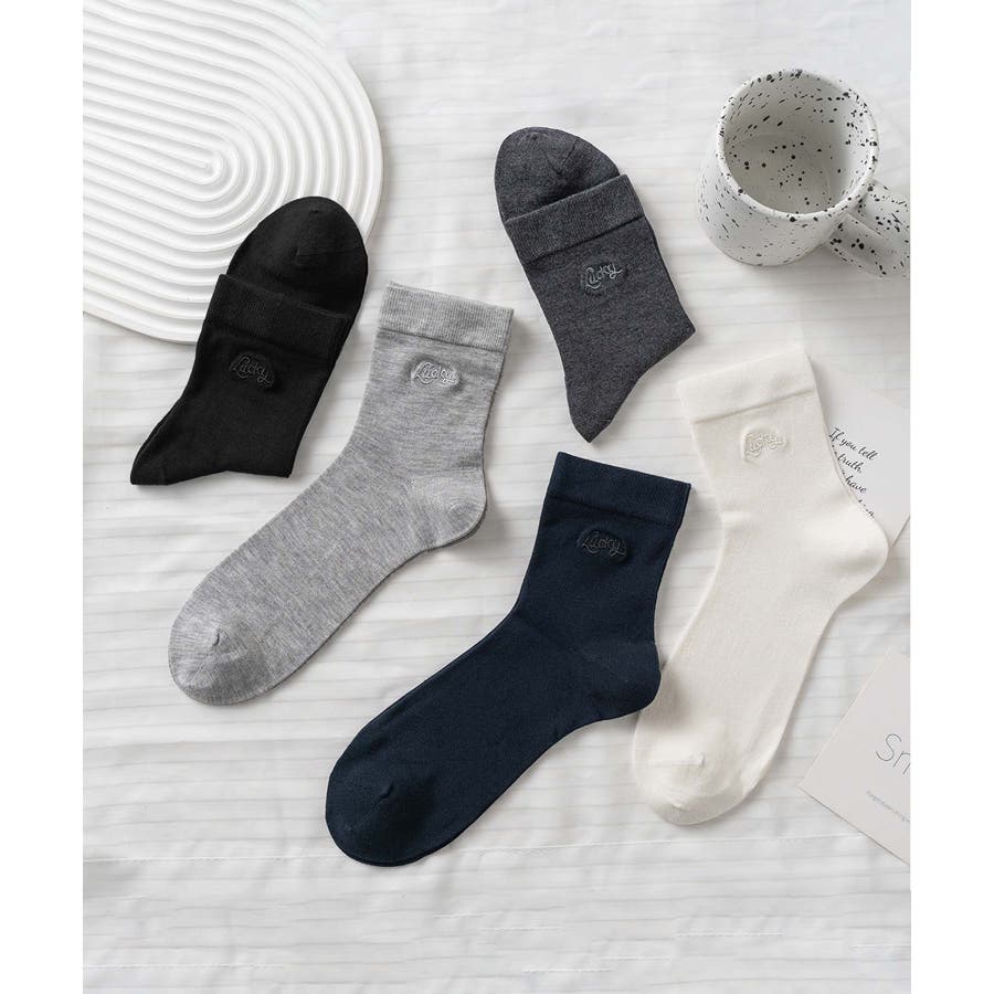 5足セット【MOSOX】ロゴ刺繍シルクブレンドソックス[品番