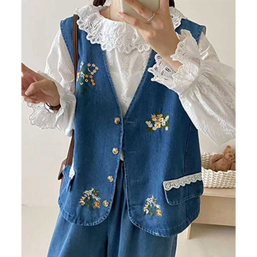 パパス デニム生地ダウンベスト(実家保管品)