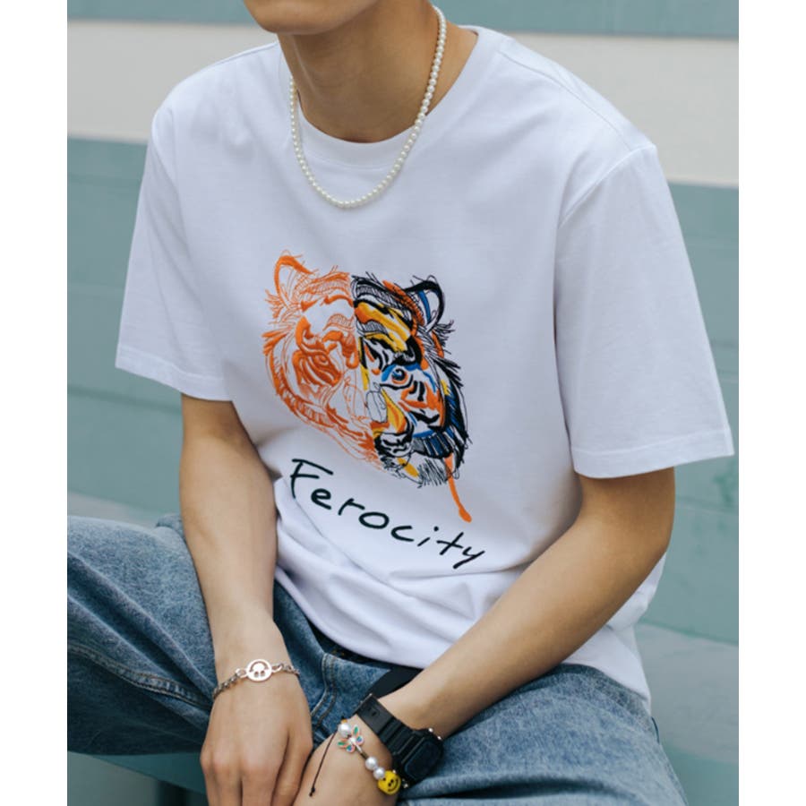 OUTLET タイガー刺繍Tシャツ メンズ[品番：XT000004075