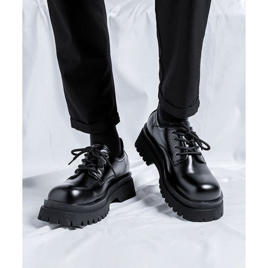 最初の  shoes365】メンズ PUレザーハイソールシューズ[品番 靴