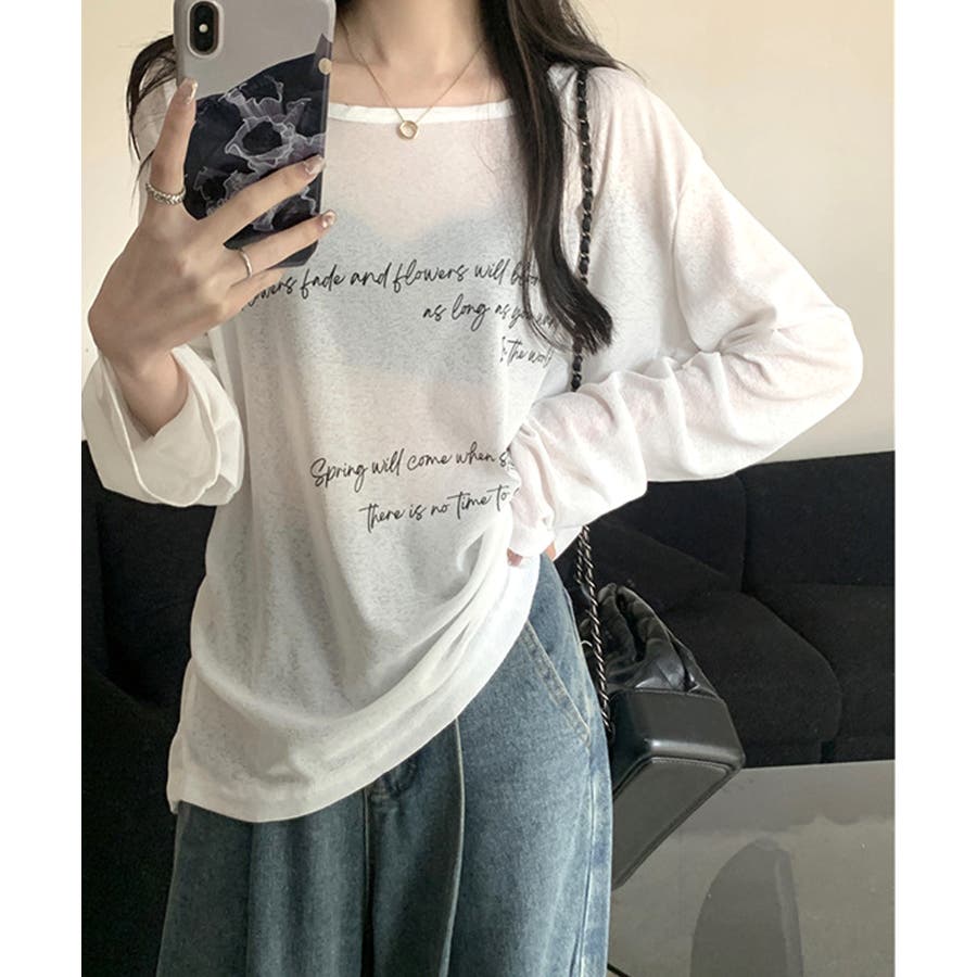 シアー ロゴ オーバーサイズ プリント ロンT[品番：ALTB0002742