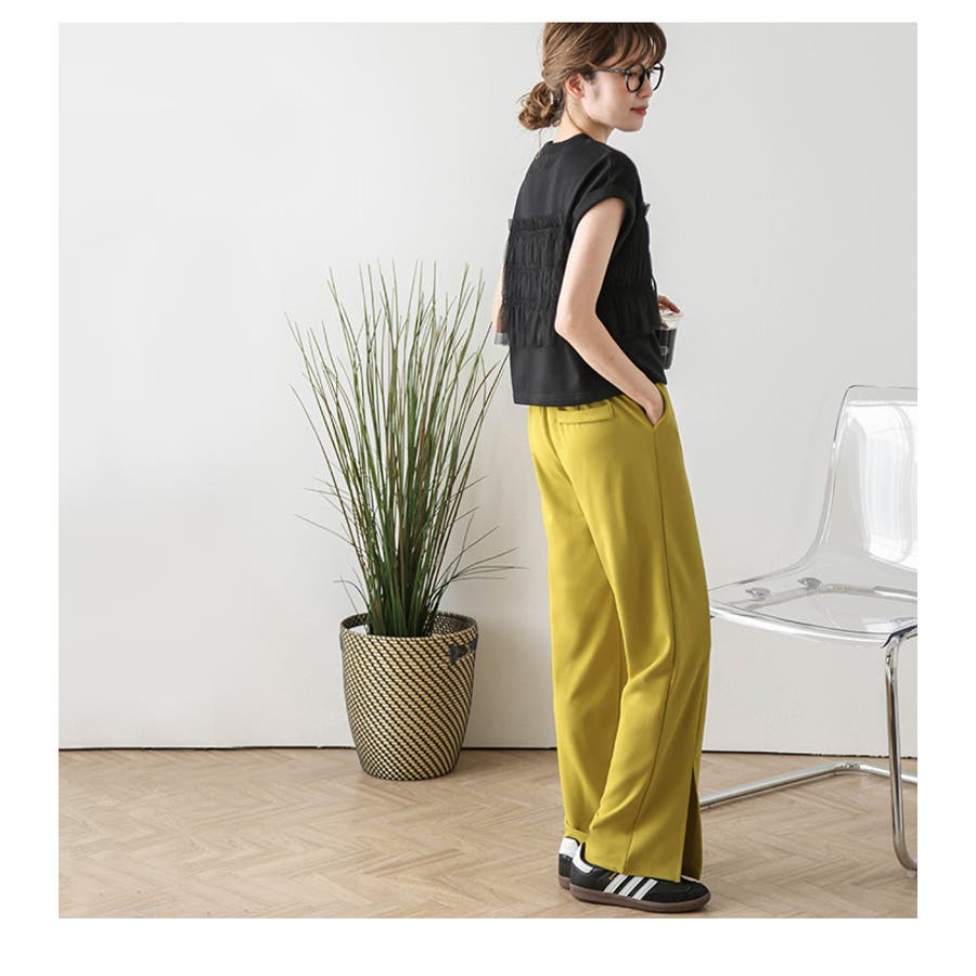 美シルエットパンツ フロントスリット センターライン[品番