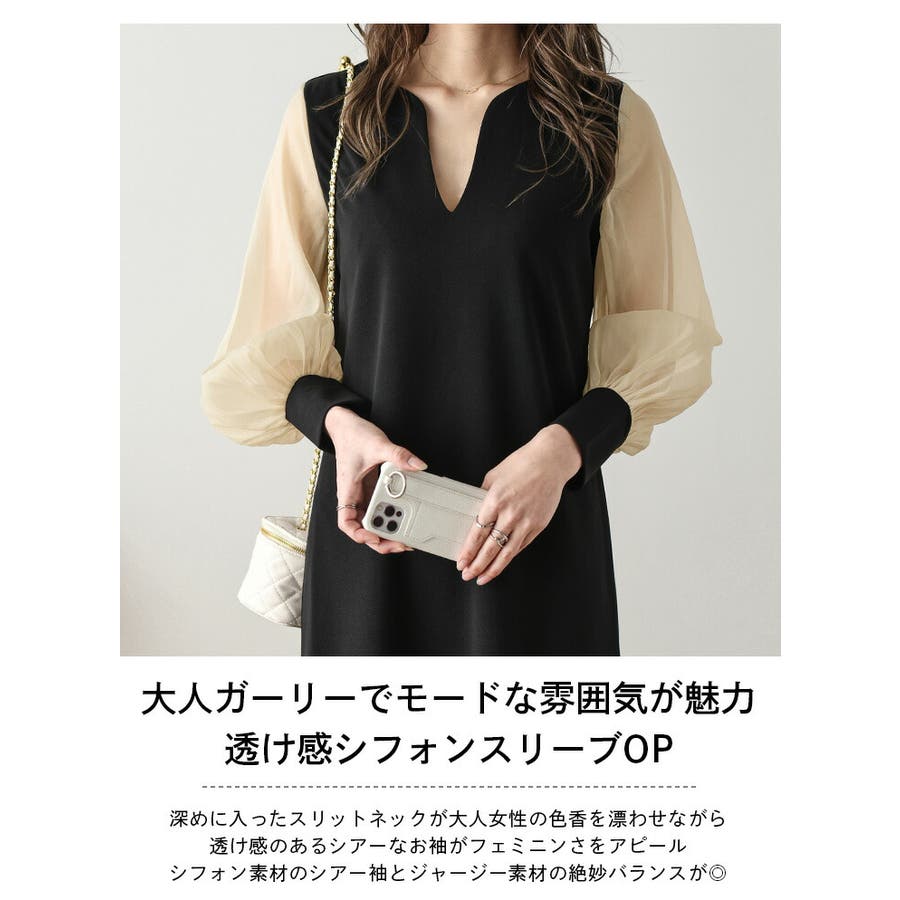 【クリーニング店お仕上済】フォクシー シフォン スリーブ トップス ワンピース シフォンスリーブ ワンピース 透け感[品番：AMLW0002129]｜AMELY