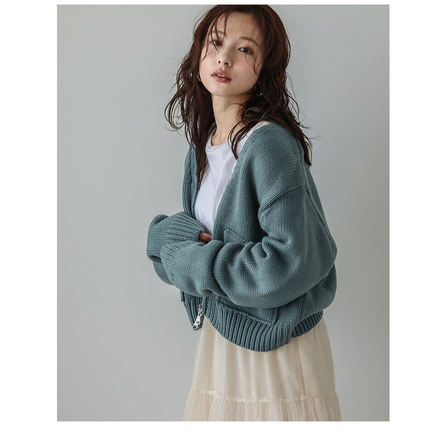 ニットカーディガン ダブルジップ 厚手[品番：AMLW0003018]｜AMELY 