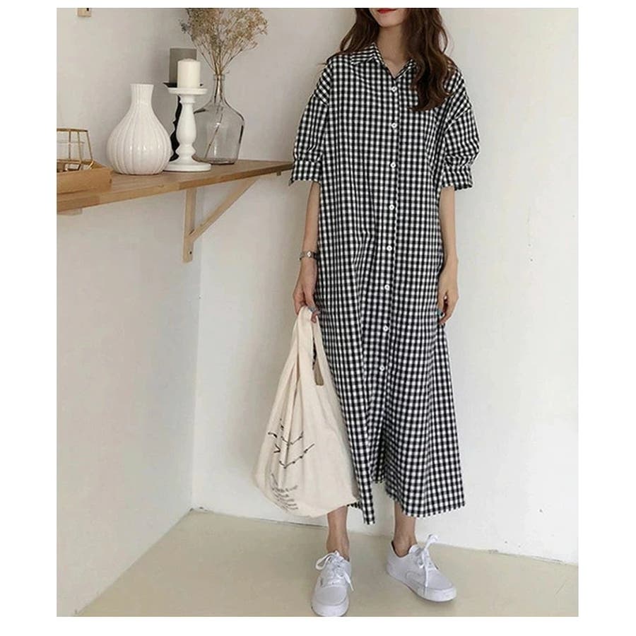 ロングシャツワンピース 夏ワンピース ワンピース[品番