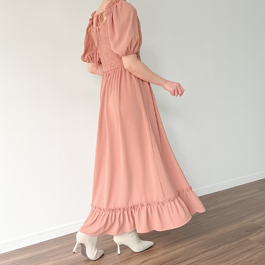 裾フリルバックリボンワンピース[品番：AMTW0003694]｜JUNOAH