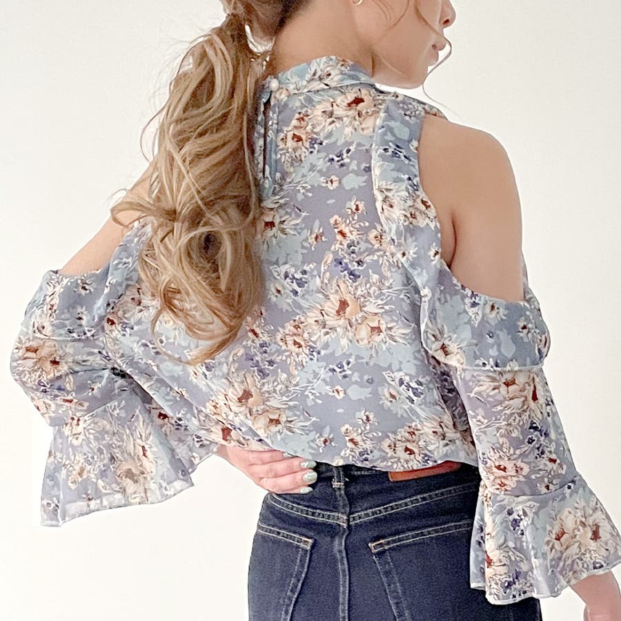 オフショル花柄シフォンブラウス[品番：AMTW0001961]｜JUNOAH