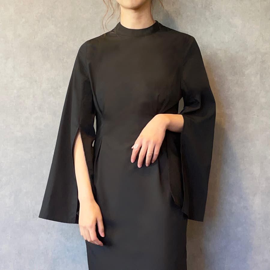 スタンドカラースリットスリーブワンピース[品番：AMTW0005607]｜JUNOAH（ジュノア  ）のレディースファッション通販｜SHOPLIST（ショップリスト）
