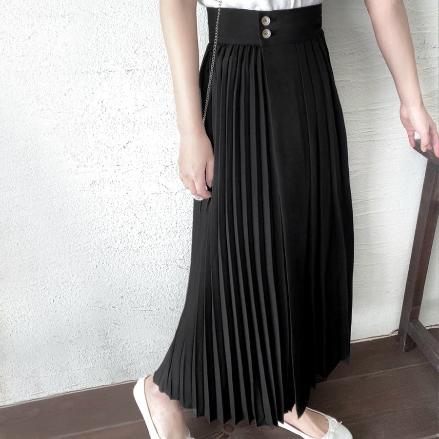 leinwande プリーツラップスカート 黒 アシンメトリー 