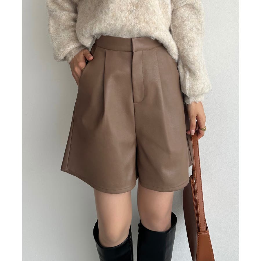 callautia レザーハイウエストショートパンツ[品番:AMTW0011482 callautia レザーハイウエストショートパンツ[品番:AMTW0011482