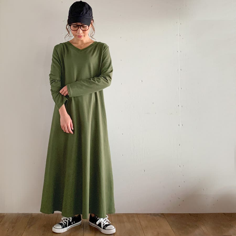 Aライン長袖スウェットマキシ丈ワンピース ゆったり リラックス 品番 Amtw Junoah ジュノア のレディースファッション通販 Shoplist ショップリスト