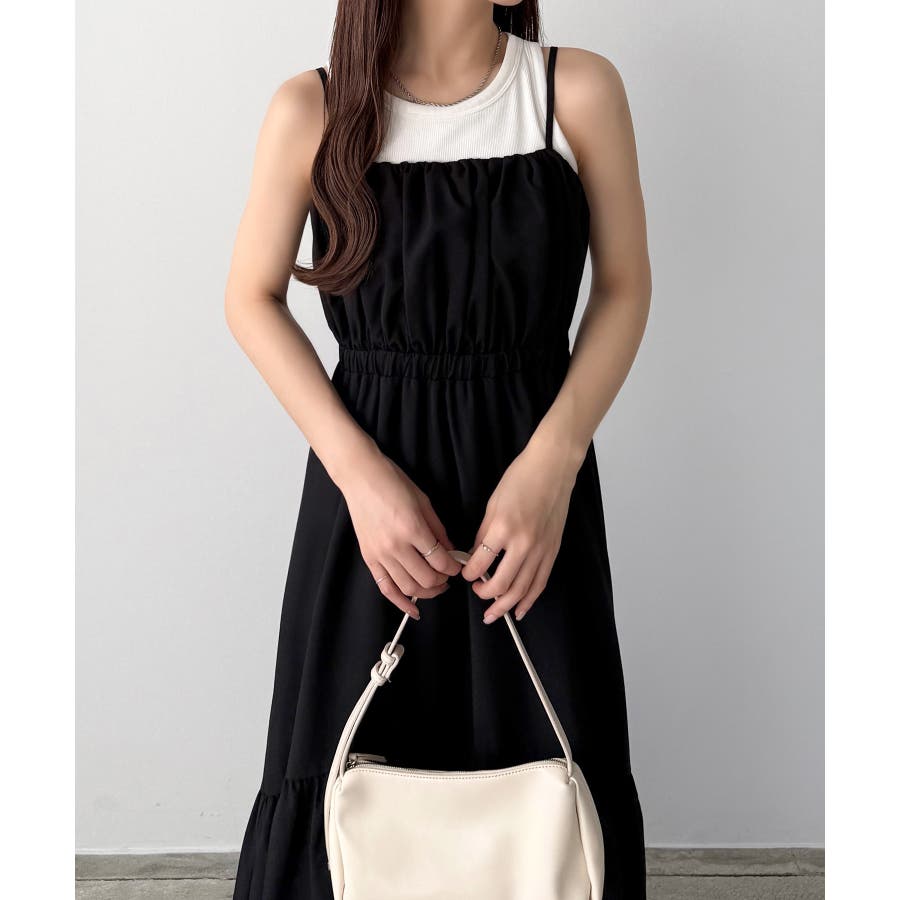 callautia リネンライクギャザーキャミワンピース[品番