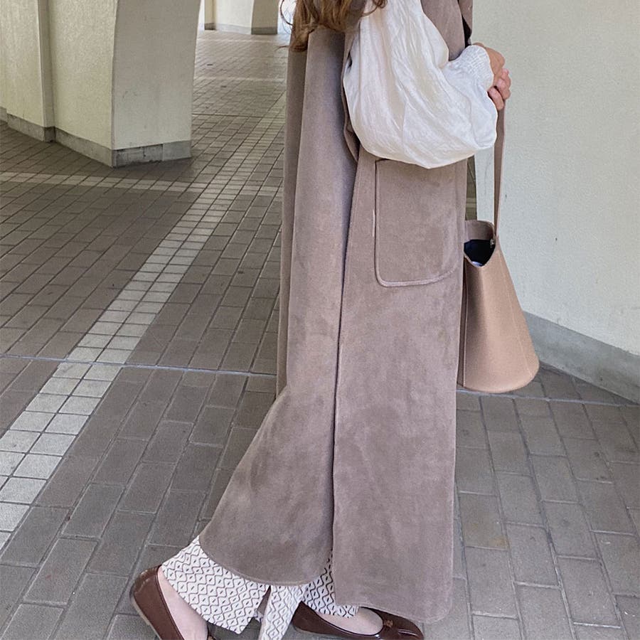 mignon⑤３Ｌ　モカ*ロングニットベストジレ*くるみボタン BELLUNA PLUS（ベルーナプラス） ベスト ジレ 入学式 卒業式 キレイ