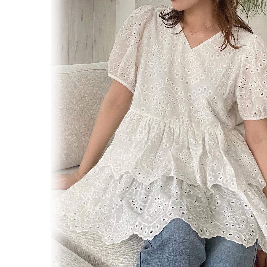 Aletta vita ブラウス Vネック スキッパー Aライン フレア袖