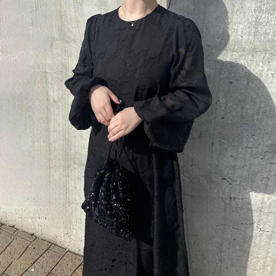 Moonaa 悩み Liisaa ジャガード ビジュー 宝石 ワンピース シア