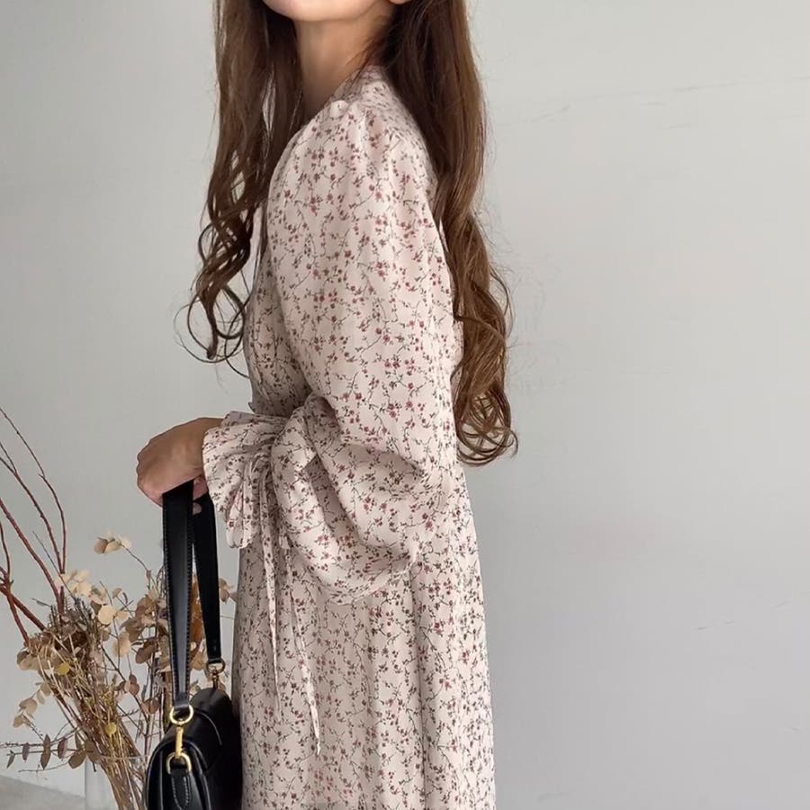 FILLOU スタンドカラーフラワープリントワンピース[品番 FILLOU スタンドカラーフラワープリントワンピース[品番