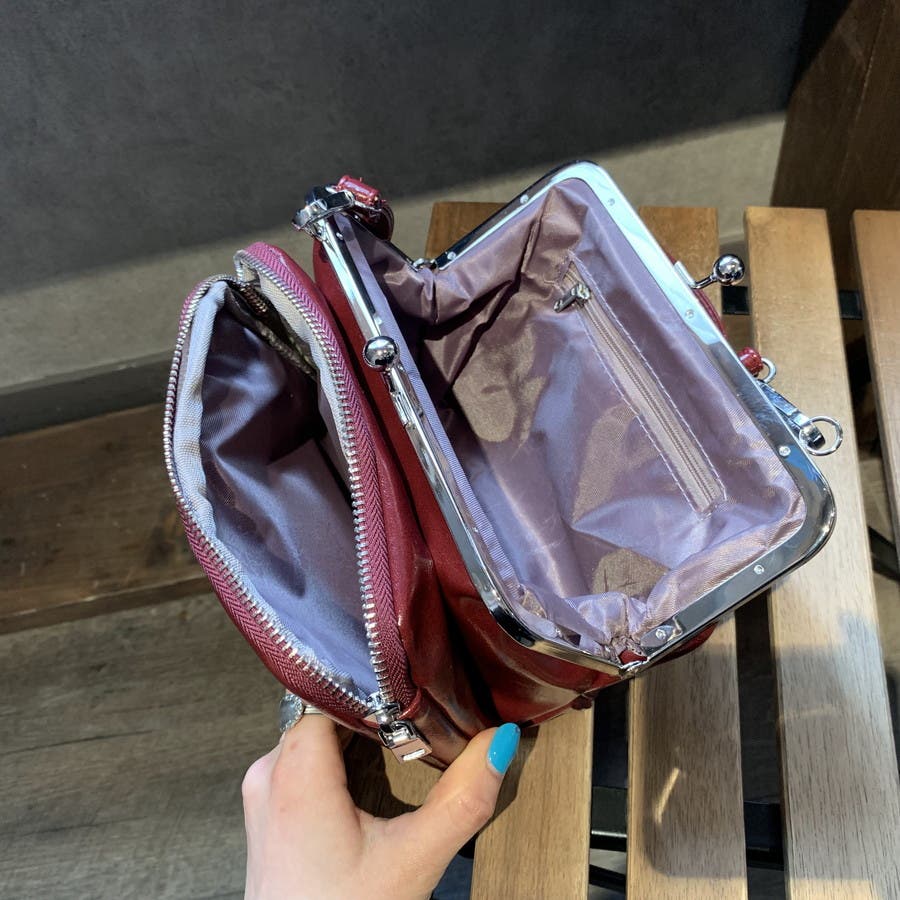 バッグ シンプル2boxがま口 ショルダーバッグ[品番 バッグ シンプル2boxがま口 ショルダーバッグ[品番