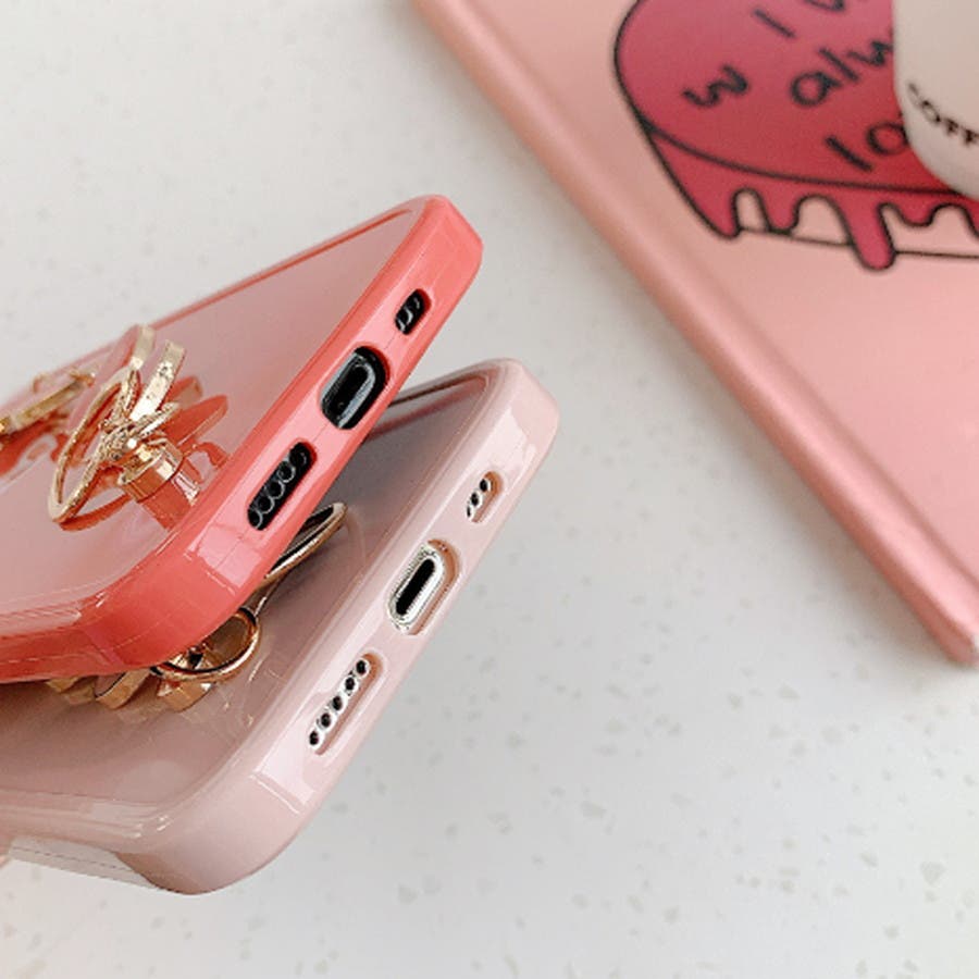 スマホケース ハートアクセカラースマホケース/iPhoneケース[品番