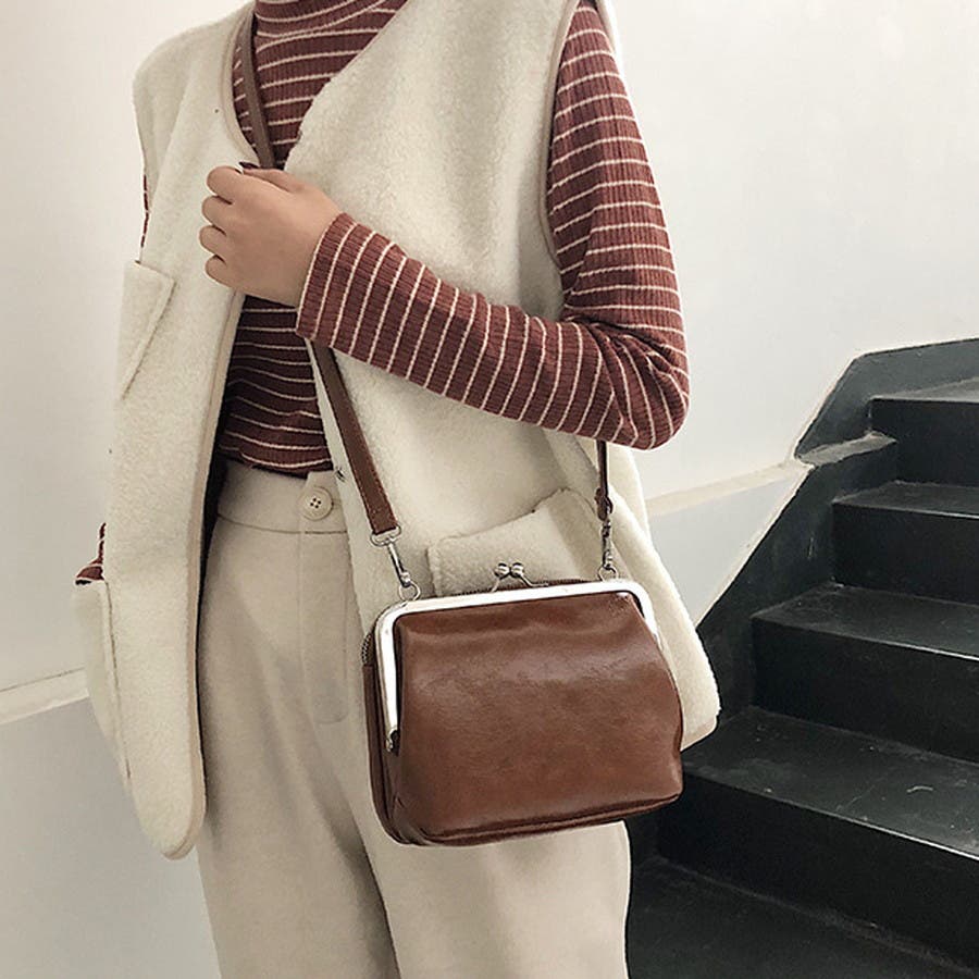 バッグ シンプル2boxがま口 ショルダーバッグ[品番