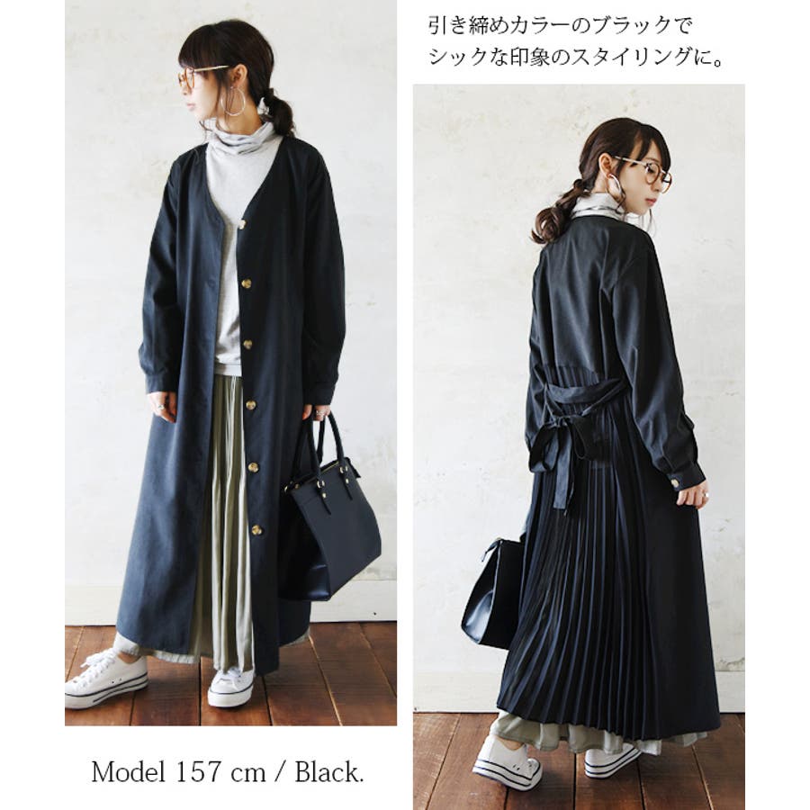 バックプリーツシャツワンピースコートレディース 春秋冬 シャツ