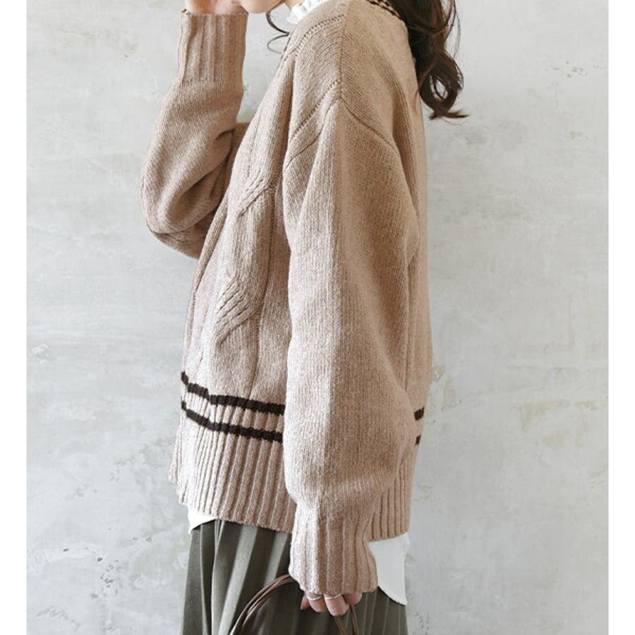 person\u0026people ケーブルニット プルオーバー フリーチュニックニット