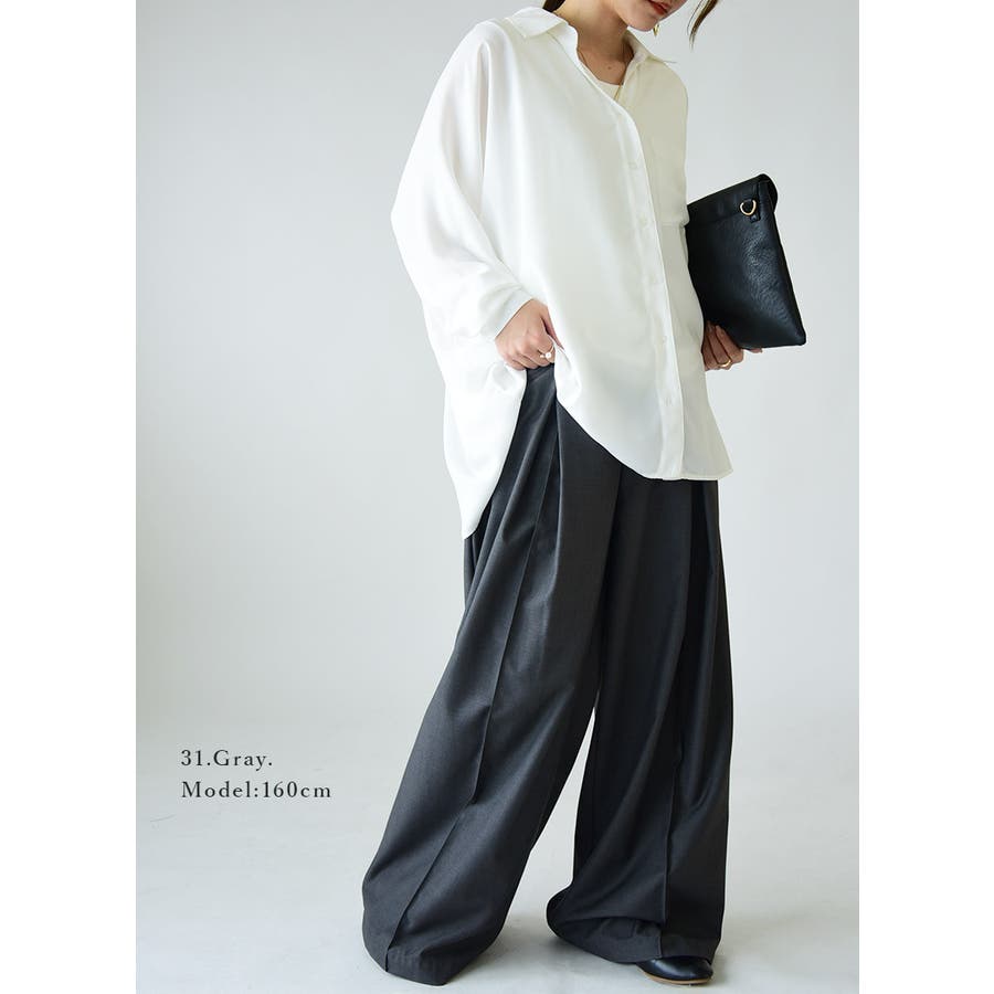 タックワイドパンツ パンツ レディース[品番：ZX000006754]｜and