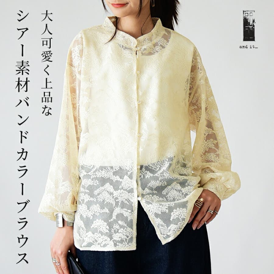 23区新品✨️シアーブラウス✨️今季バンドカラー 23区
