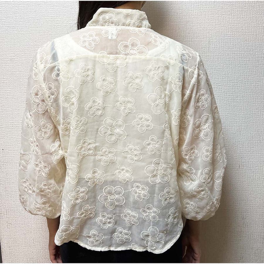 花柄シャツ ショート丈トップス レース ブラウス 韓国 花柄シャツ ショート丈トップス レース ブラウス 韓国