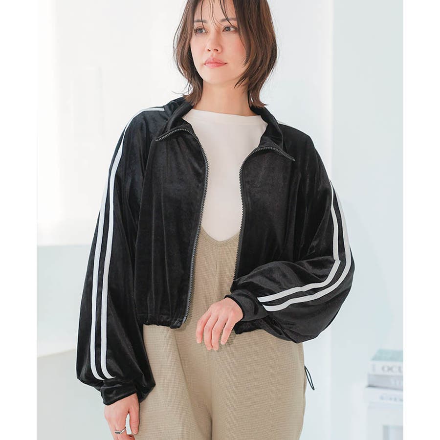ciatre トラックジャケット　ベロア　シアター　ブラック　ラインストーン　M CALEE - VELOUR TRACK JACKET ＜SPIRAL JACQUARD PATTERN＞ (BLACK