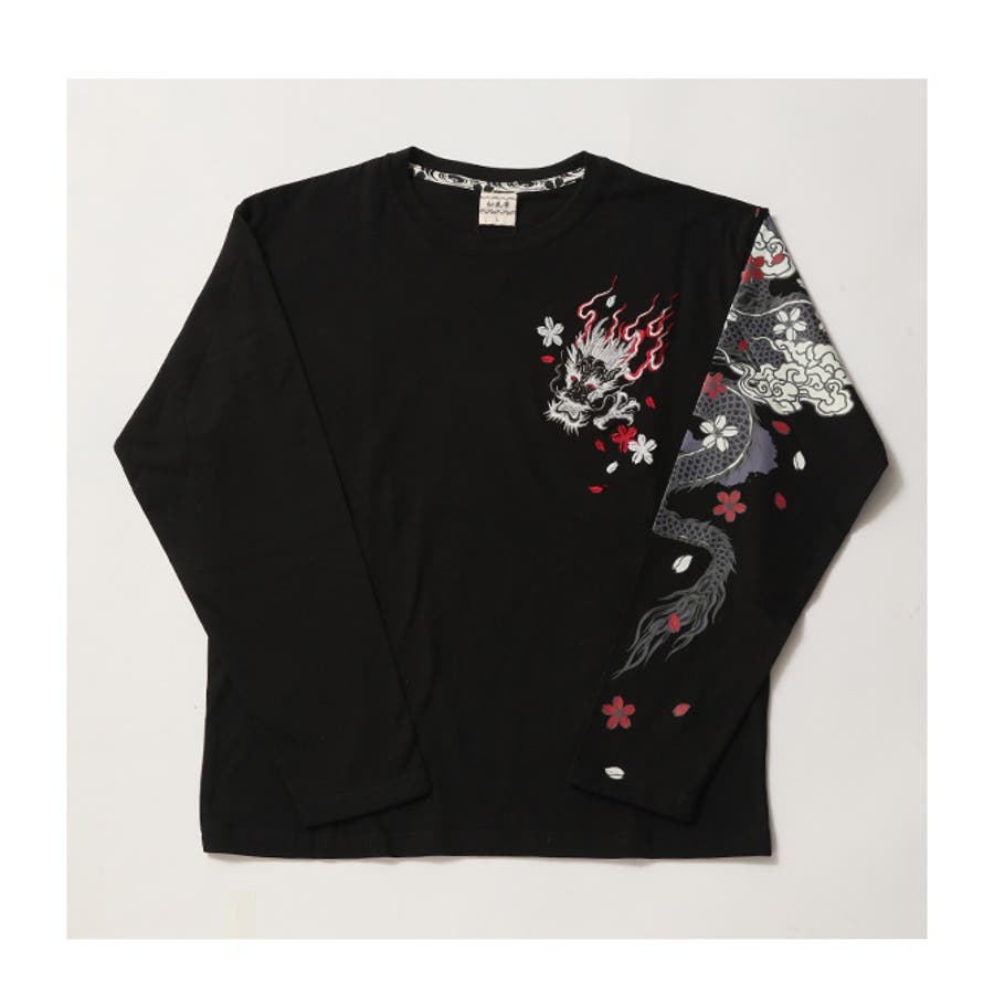 卸売 和柄刺繍プリント メンズ[品番：RQ000004138 長袖Tシャツ トップス