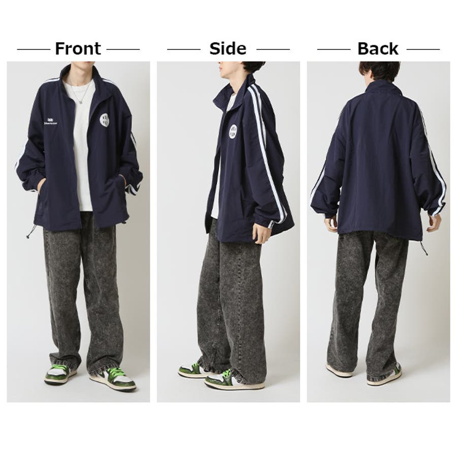 【受注生産終了品】MEGA DRIVE フード付きナイロンジャケット ナイロンジップジャケット アームラインサークルロゴ ドロスト