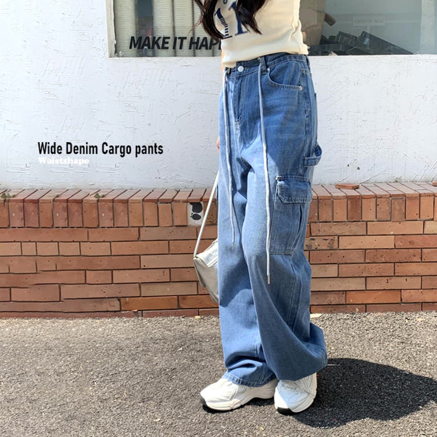 ルーズ デニムカーゴパンツ ワイドシルエット[品番：RQ000009402