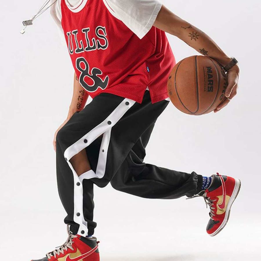 サイドラインボタン ジャージパンツ ストリート[品番