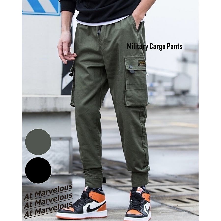 メンズ ジョガーパンツ ワークパンツ ロゴ ブラック 黒 XL
