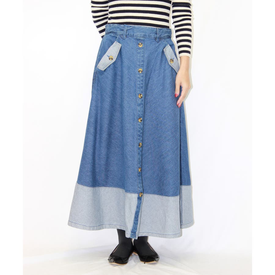 デニムフロントボタンフレアスカート 夏新作 マキシ丈スカート 品番 Atow Atone アットワン のレディースファッション通販 Shoplist ショップリスト